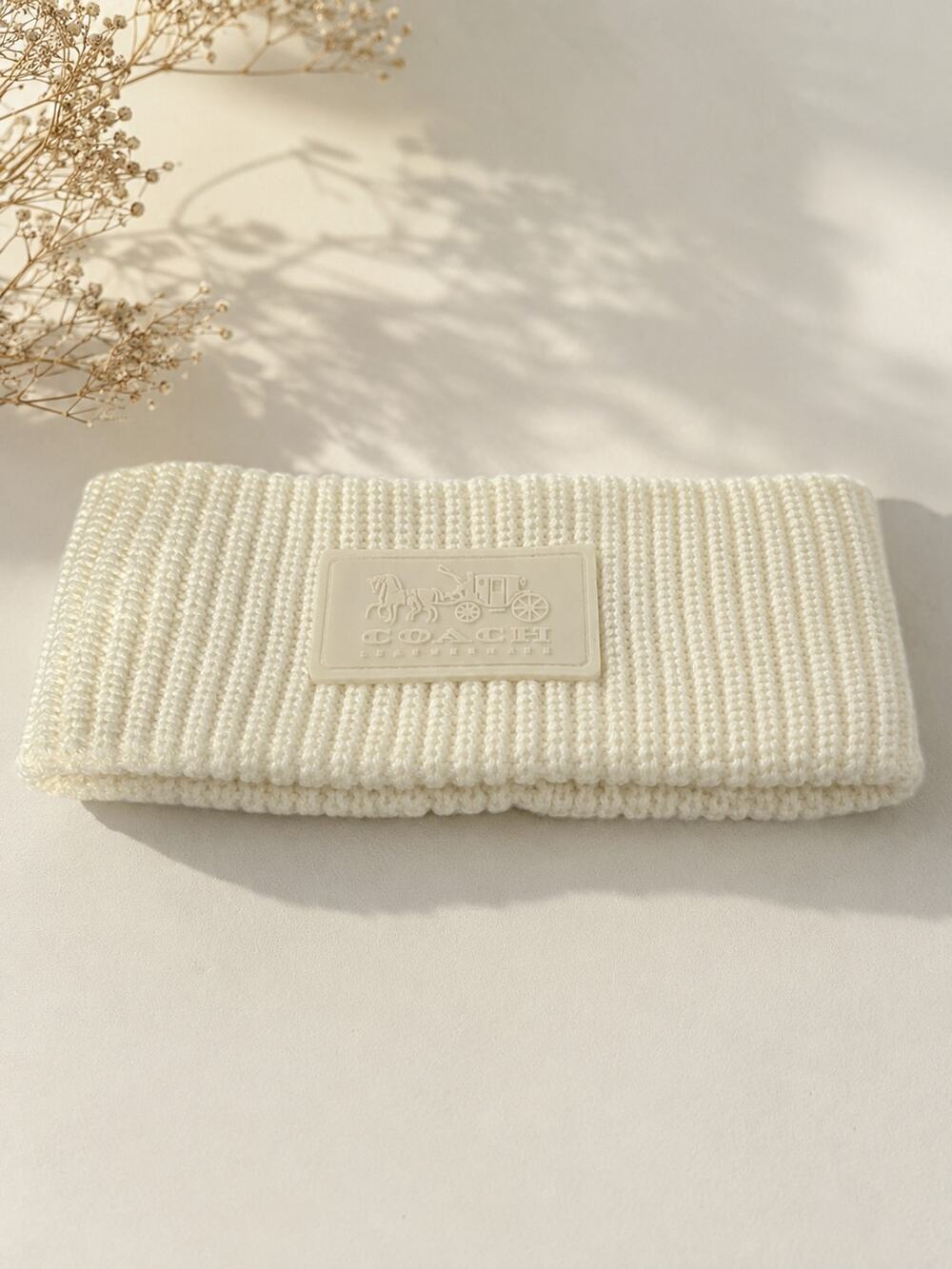 NWT Coach Cable Knit Logo Winter Headband Cream Quiet Luxury Timeless One Size